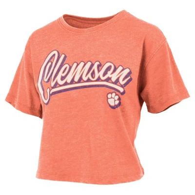 Pressbox Orange Clemson Tigers Team Script Harlow Vintage Waist Length T-shirt