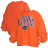Pressbox Women'sâ Orange Florida Gators Janise Arch Over Logo Waist Length Oversized Pullover Sweatshirt In Orange