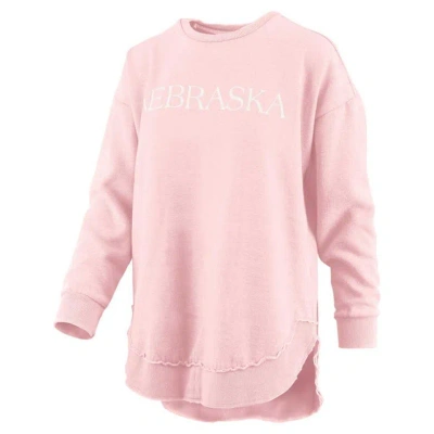 Pressbox Pink Nebraska Huskers Seaside Springtime Vintage Poncho Pullover Sweatshirt