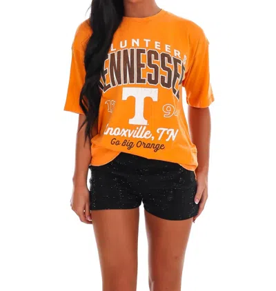 Pressbox Poncho Crew Neck Tee In Light Orange In Multi