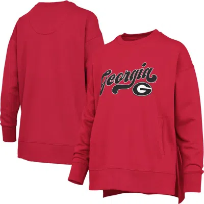 Pressbox Red Georgia Bulldogs Bonanza Chenille Harper Script Sweatshirt