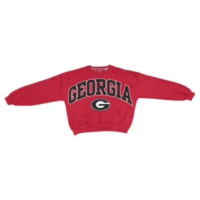 Pressbox Red Georgia Bulldogs Oversized Janice Waist-length Sweatshirt