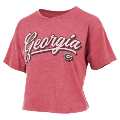 Pressbox Red Georgia Bulldogs Team Script Harlow Vintage Waist Length T-shirt In Heather Red