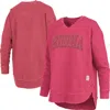 Pressbox Women's Red Georgia Bulldogs Westin Poncho V-neck Pullover Sweatshirt In Pink