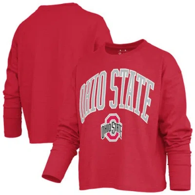 Pressbox Red Ohio State Buckeyes Motley Boxy Waist-length Long Sleeve T-shirt