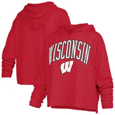Pressbox Red Wisconsin Badgers Nelson Arch Over Logo Long Sleeve Hooded Slub T-shirt
