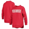 PRESSBOX PRESSBOX RED WISCONSIN BADGERS QUILTED LONG SLEEVE PULLOVER SWEATSHIRT