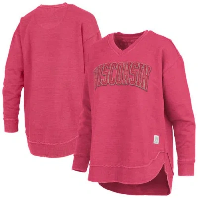 Pressbox Red Wisconsin Badgers Westin Poncho V-neck Pullover Sweatshirt