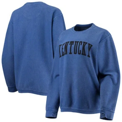 Pressbox Royal Kentucky Wildcats Comfy Cord Vintage Wash Basic Arch Pullover Sweatshirt In Blue