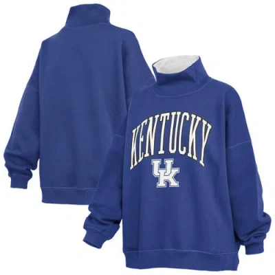 Pressbox Royal Kentucky Wildcats Oversized Mock Neck Sweatshirt In Blue