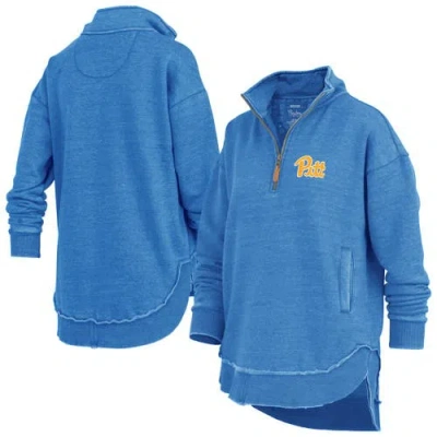 Pressbox Royal Pitt Panthers Northfork Sojourn Poncho Quarter-zip Sweatshirt In Blue