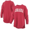 Pressbox Women's Scarlet Nebraska Huskers Melange Poncho Vintage Fleece Long Sleeve Pullover Sweatshirt In Red