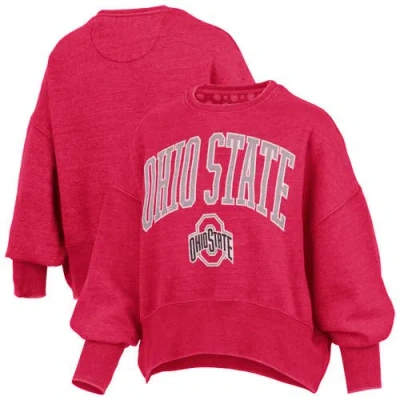 Pressbox Scarlet Ohio State Buckeyes Oversized Waist-length Crewneck Sweatshirt In Red
