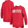 Pressbox Scarlet Ohio State Buckeyes Quilted Long Sleeve Pullover Sweatshirt In Scarlet