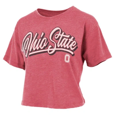 Pressbox Scarlet Ohio State Buckeyes Team Script Harlow Vintage Waist Length T-shirt