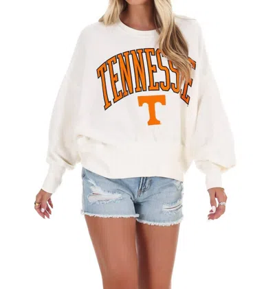 Pressbox Tennessee Herringbone Fleece Sweatshirt In Ivory In Multi
