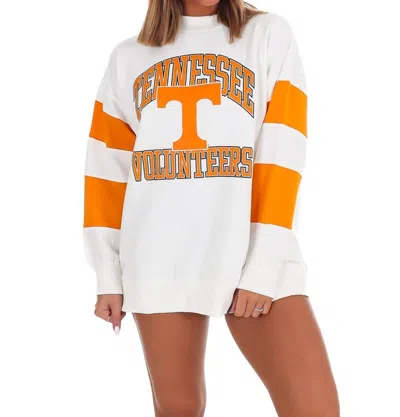Pressbox Tennessee Volunteers Sleeve Stripe Crewneck Pullover In White