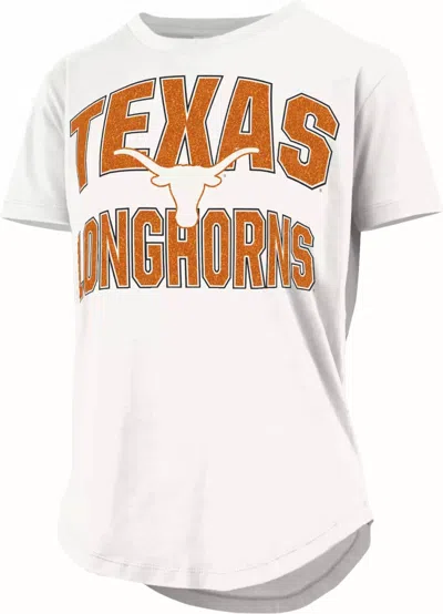 Pressbox Texas Longhorns "maxima Glitter" Short Sleeve Crew Neck Top In White