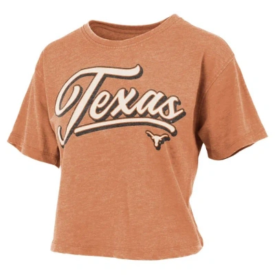 Pressbox Texas Orange Texas Longhorns Team Script Harlow Vintage Waist Length T-shirt In Burnt Orange