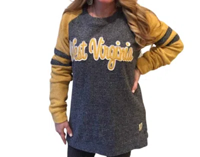 Pressbox West Virginia University Dawn Fleece Top In Grey In Black