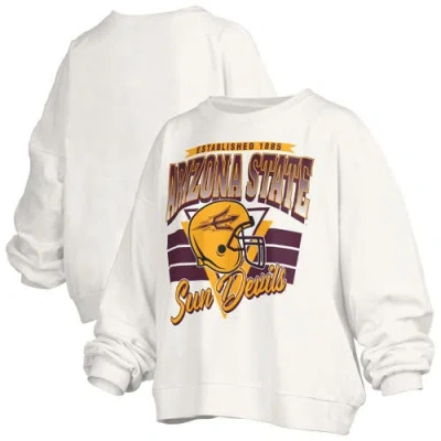 Pressbox White Arizona State Sun Devils Oversized Janice Retro Waist-length Pullover Sweatshirt In Multi