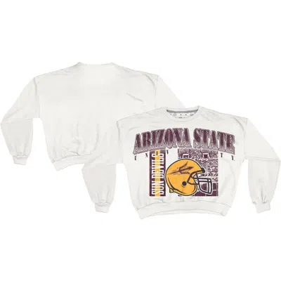 Pressbox White Arizona State Sun Devils Oversized Janice Retro Waist-length Sweatshirt