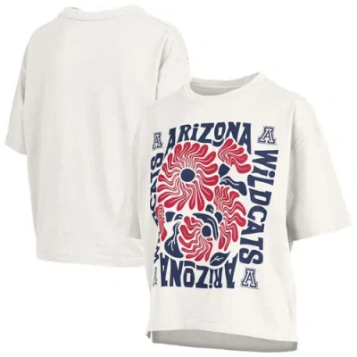 Pressbox White Arizona Wildcats Elena Oversized Slub T-shirt In Neutral
