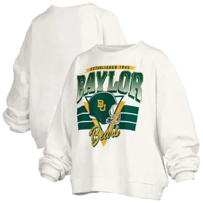 Pressbox White Baylor Bears Oversized Janice Retro Waist-length Pullover Sweatshirt