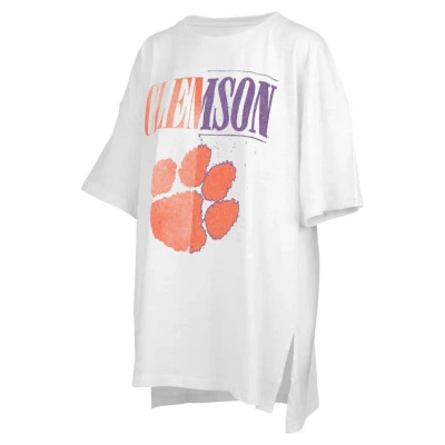 Pressbox White Clemson Tigers Lickety-split Oversized T-shirt