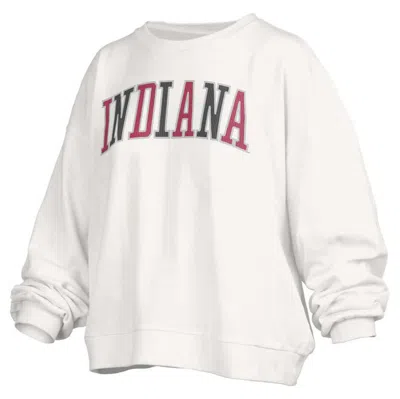 Pressbox White Indiana Hoosiers Janise Waist Length Oversized Pullover Sweatshirt
