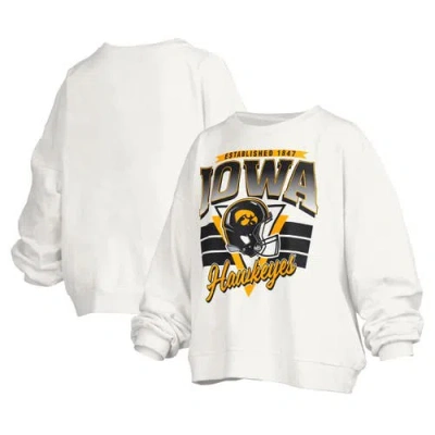 Pressbox White Iowa Hawkeyes Janice Retro Logo Oversized Pullover Sweatshirt In Animal Print
