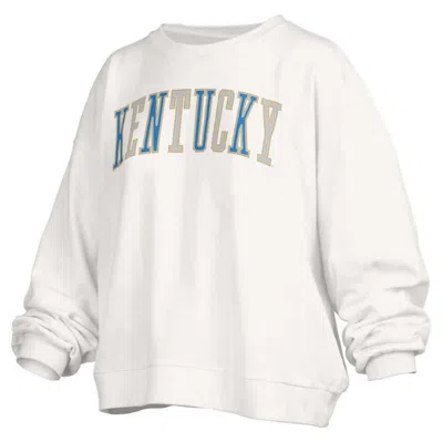 Pressbox White Kentucky Wildcats Janise Waist Length Oversized Pullover Sweatshirt