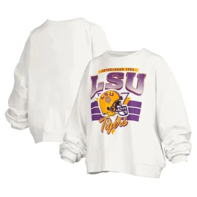 Pressbox White Lsu Tigers Janice Retro Logo Oversized Pullover Sweatshirt