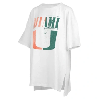Pressbox White Miami Hurricanes Lickety-split Oversized T-shirt