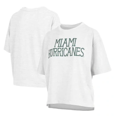 Pressbox White Miami Hurricanes Motley Crew Chain Stitch Slub Waist Length Boxy T-shirt