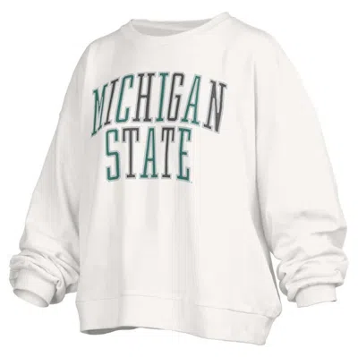 Pressbox White Michigan State Spartans Janise Waist Length Oversized Pullover Sweatshirt