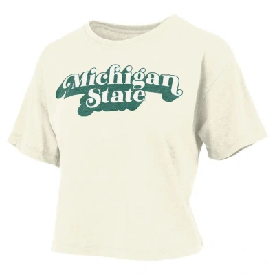 Pressbox White Michigan State Spartans Vintage Easy Team Name Waist-length T-shirt