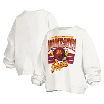 Pressbox White Minnesota Golden Gophers Janice Retro Logo Oversized Pullover Sweatshirt