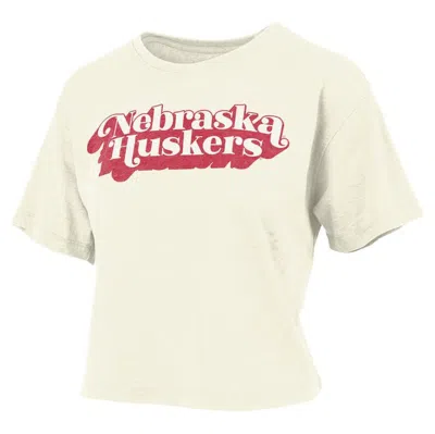 Pressbox White Nebraska Huskers Vintage Easy Team Name Waist-length T-shirt