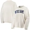Pressbox Women's  White Notre Dame Fighting Irish Comfy Cord Vintage-like Wash Basic Arch Pullover Sw In White