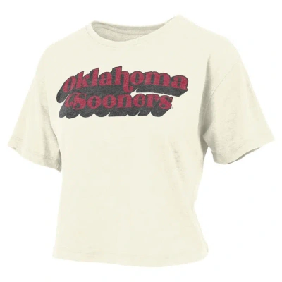 Pressbox White Oklahoma Sooners Vintage Easy Team Name Waist-length T-shirt