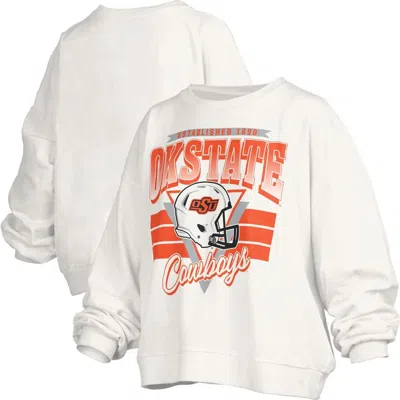 Pressbox White Oklahoma State Cowboys Oversized Janice Retro Waist-length Pullover Sweatshirt