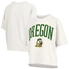 Pressbox Women's White Oregon Ducks Nelson Arch Over Logo Waist Length Oversized Slub T-shirt In White