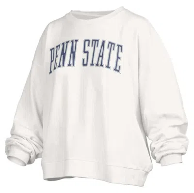 Pressbox White Penn State Nittany Lions Janise Waist Length Oversized Pullover Sweatshirt