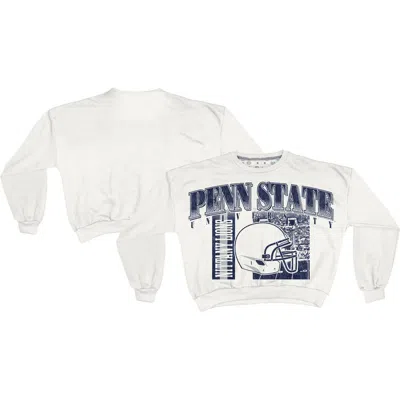 Pressbox White Penn State Nittany Lions Oversized Janice Retro Waist-length Sweatshirt