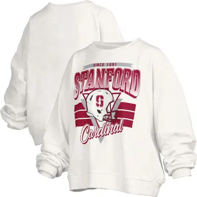 Pressbox White Stanford Cardinal Oversized Janice Retro Waist-length Pullover Sweatshirt In Multi