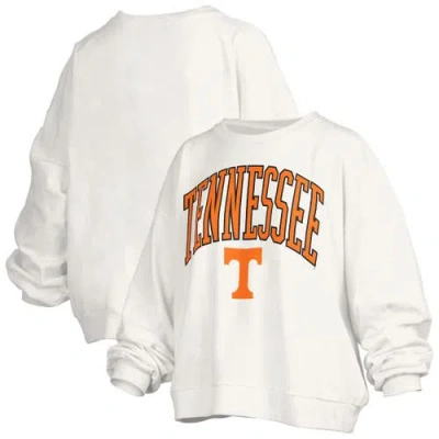 Pressbox White Tennessee Volunteers Janise Arch Over Logo Waist Length Oversized Pullover Sweatshirt