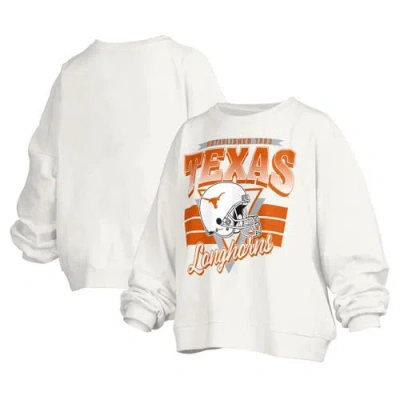 Pressbox White Texas Longhorns Janice Retro Logo Oversized Pullover Sweatshirt