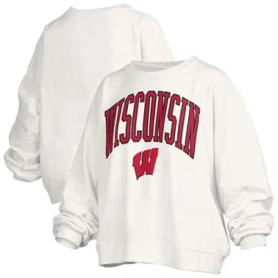 Pressbox White Wisconsin Badgers Janise Fleece Sweatshirt