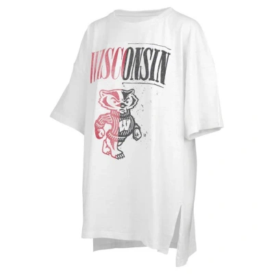 Pressbox White Wisconsin Badgers Lickety-split Oversized T-shirt